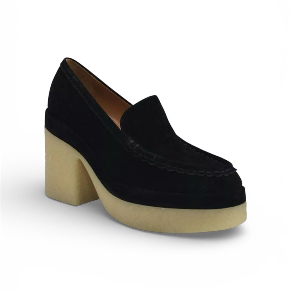 Marc Fisher Lina Slip On Suede Platform Loafer in Black Size 8 1/2
